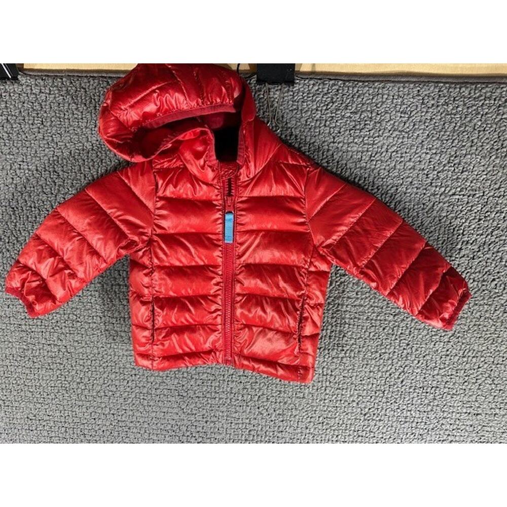Primary Cherry Red Infant Lightweight Puffer Jacket Gender Neutral 6-12 Months - Picture 2 of 6
